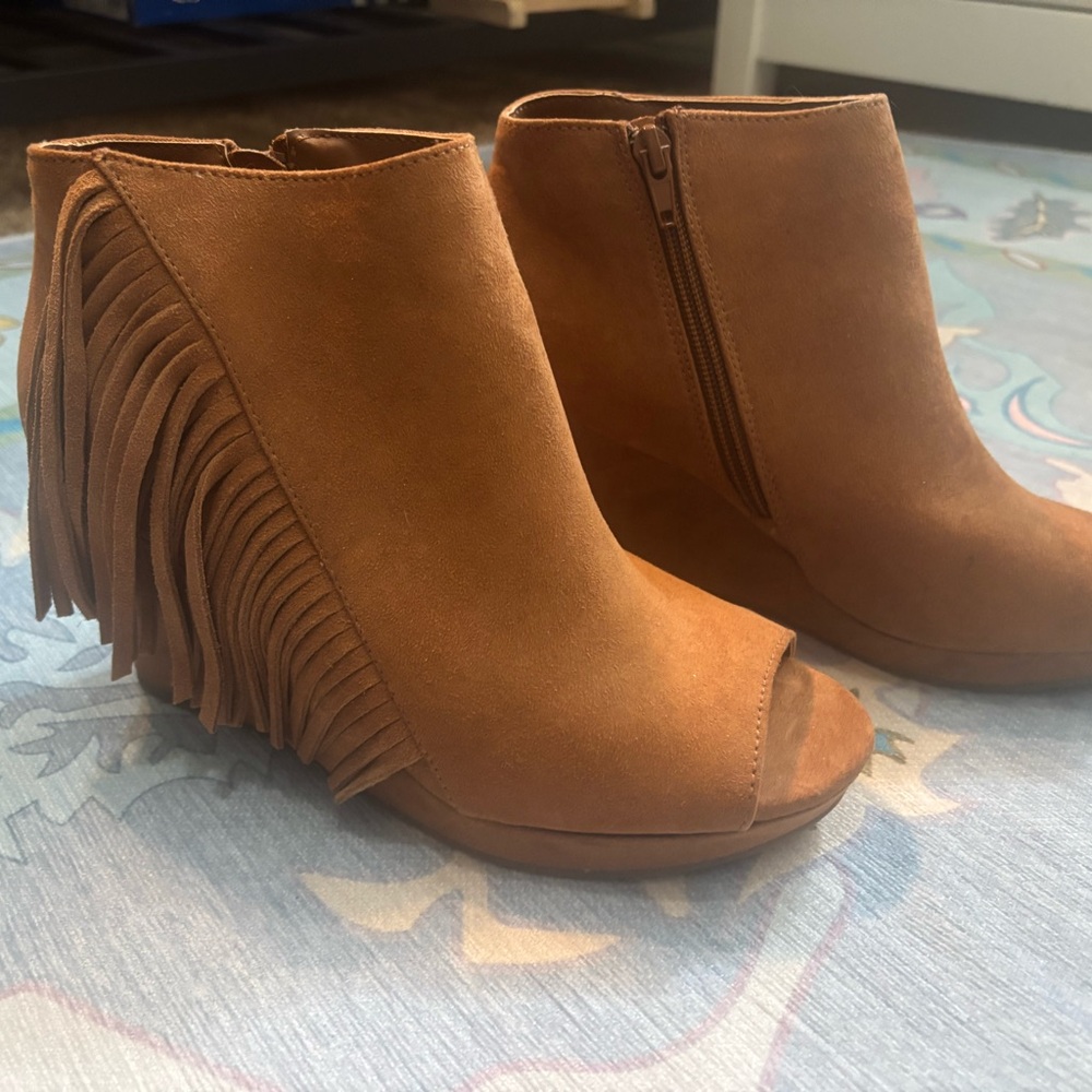 Fringe Tan Ankle Boots